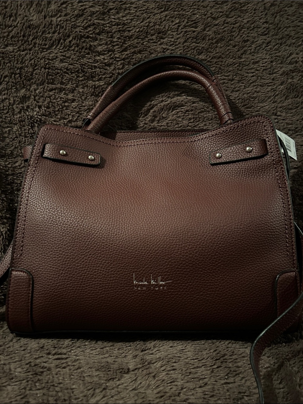 Nicole Miller Merlot pebble leather satchel